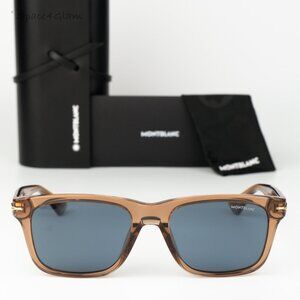 Montblanc Men Sunglasses Brown Blue Square MB0263S 005 NEW AUTHENTIC